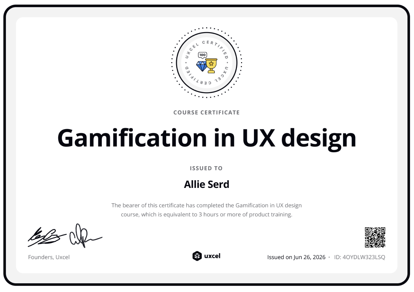 Uxcel Gamification in UX design Cert